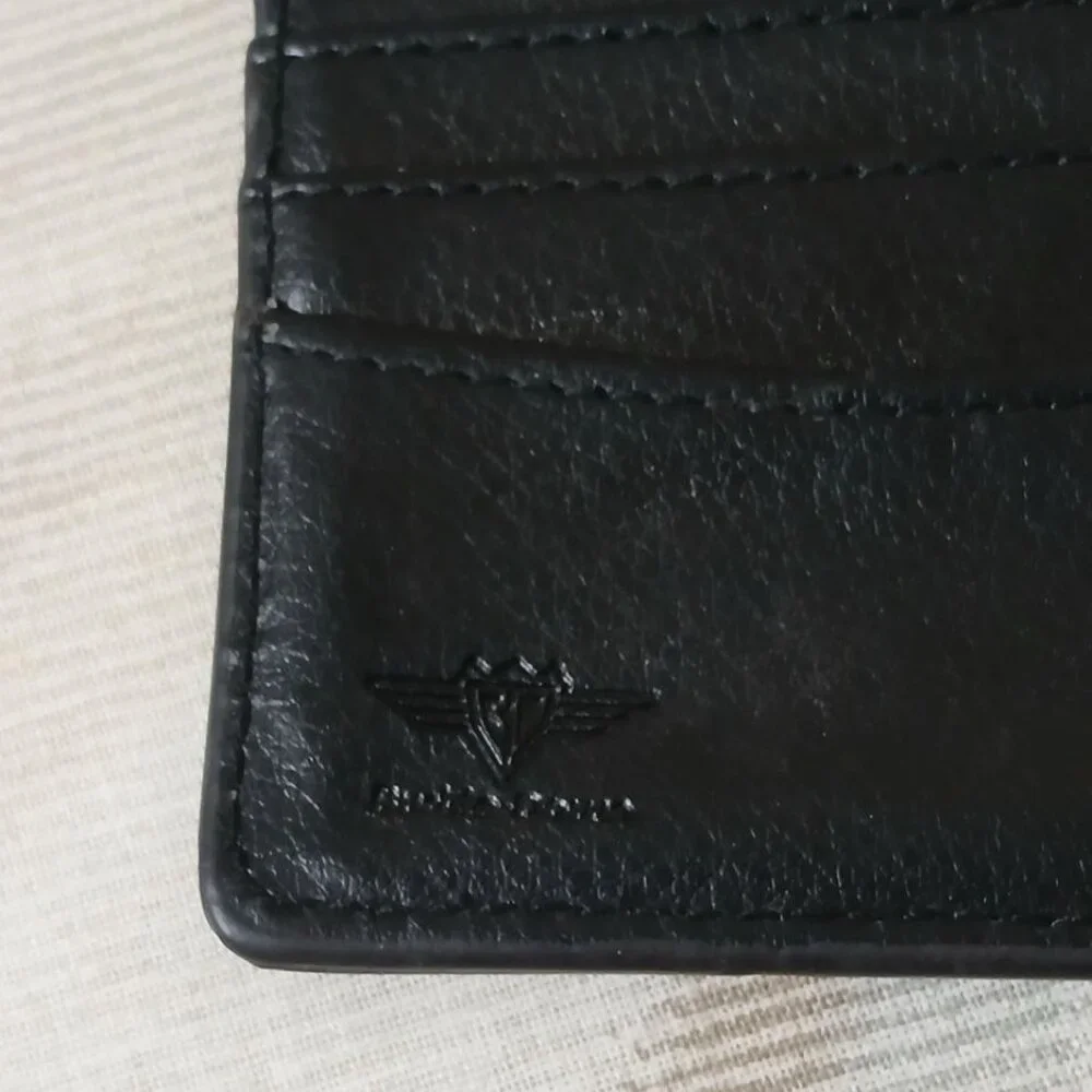 Buckle-Down Genuine Leather Wallet/Card Holder Black with Dragon Print
